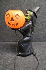 TICO VINTAGE 1960s BLACK WITCH - GREEN FACE HALLOWEEN Jack-o’-lantern BLOWMOLD picture