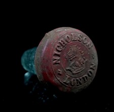 Vintage Lea & Perrins + Nicholson's London Glass Bottle Stoppers TWO STOPPERS picture