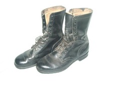 Mens Black Leather Combat Boots Size 11 Vintage NICE, Vietnam Era? picture