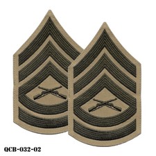 Marine Corps Chevron Patches E7 Gunnery Sergeant Green on Khaki, Male ~ NEW picture