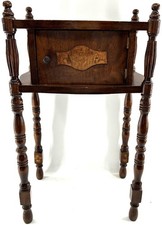 Antique Cushman? Copper Lined Humidor Cabinet Walnut Burl Smoking Stand picture