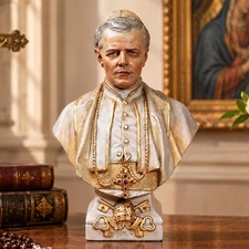 Nice Pope Pius X Bust Hand Painted Chalkware Antique Statue Catholic Religious  picture