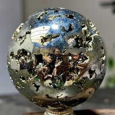 168G Natural Chalcopyrite Quartz Crystal Ball Energy Reiki Healing- picture