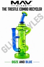 MAV GLASS, THE TRESTLE COMBO RECYCLER, WATER PIPE, BONG, HOOKAH, OOZE W/ BLUE picture