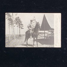 WWI US Army General Frederick Dent Grant On Horse Pine Camp NY RPPC Postcard picture