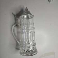 Vintage Rastal Glass Beer Stein Pewter Lid West Germany 1976 picture