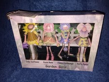 Vtg Garden Girls Flower People Shelf Sitters Figurines Sitting on Bench New Box picture