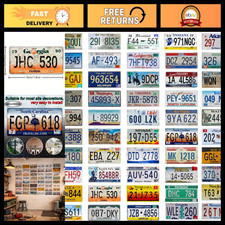 Vintage 50 State License Plates Set - 12x6 Inch Metal Signs for Home Decor picture