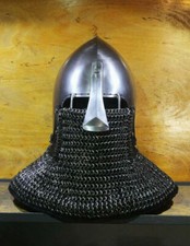 SCA HNB Steel Medieval Combat Bascinet Helmet W Aventail Buhurt Best Christmas picture