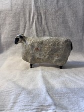 Vintage Folk Art farm Sheep White and black with some glue stuck on each side picture