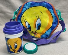 Vintage Selandia 1998 Looney Tunes Tweety Lunch Bag Food Container w/ Thermos picture