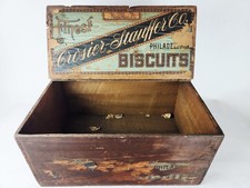 Antique Crosier Stauffer Co Biscuit Box Wooden Box / Crate Country Store Sign PA picture