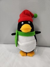 2006 Vintage TARGET CHRISTMAS PENGUIN Plush SCARF HAT Belly Pouch Pocket RARE picture