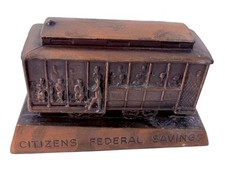 Vintage CITIZENS FEDERAL SAVINGS BANK San Fran Trolly Cable Car Banthrico No Key picture