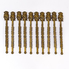 Vintage The Brass Monkey Drink Swizzle Plastic Stir Sticks Lot 10 Gold Tone 6