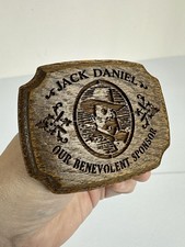 Rare Vintage Jack Daniel’s Our Benevolent Sponsor Wood Belt Buckle D Wayland picture