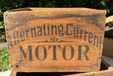Rare Antique Emerson Fan Trojan Alternating Current Motor Wood Shipping Crate picture