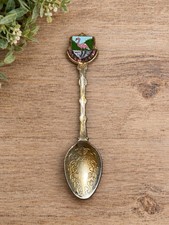 Vintage Key West Florida Souvenir Spoon Silver Plated Enamel Flamingo Grapes 4.5 picture