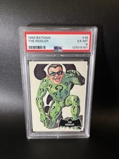 1966 TOPPS USA BATMAN BLACK BAT #36 The Riddler Rookie Graded PSA 6 picture
