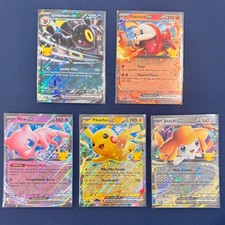 Pokemon 30th Anniversary Umbreon Pikachu Mew Jirachi Fuecoco ex 5 Card Lot NM/LP picture