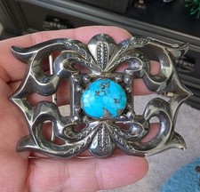 Navajo Sandcast Turquoise Belt Buckle picture
