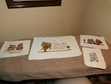 Victorian Houses Cross Stitch Panel Lot COMPLETED Handmade  picture