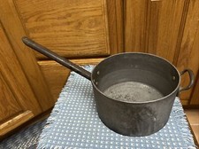 Double Old Handle Metal Aluminum Pan Pot Primitive 8x4.75x17” picture