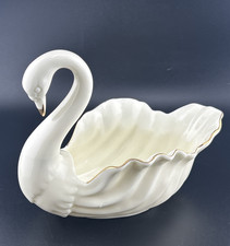 VTG Baum Brothers Formalities Porcelain Swan Figurine Trinket Dish Gold Trim picture