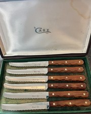 VTG Case XX Miracle-edge M 254 Steak Table Knife Set of 6 Wood Handles picture
