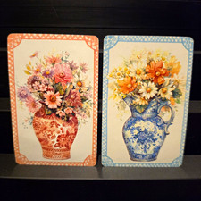 Vintage 1960s Hallmark Single Swap Playing Cards Companion Pair - Floral Bouquet picture