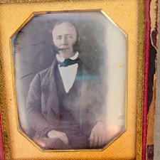 Rare 1850s 1/6 Plate Cased Daguerreotype Men's Fashion Portrait Mutton Chops picture