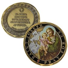 Aizics Mint St Joseph Coin, Saint Catholic Challenge 38Mm X 2Mm picture