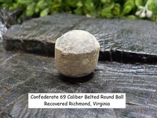 Old Rare Vintage Antique Civil War Relic 69 Caliber Belted Round Ball Richmond picture