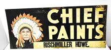1960’s Chief Paints Tin Sign Original Double Sided Indian Advertisement 28x12 picture