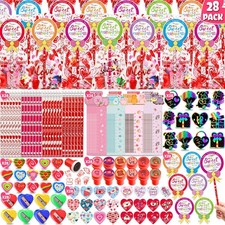28 Pack Valentine's Day Gifts for Kids - Cards, Pencils, Erasers & Goodie Bags picture