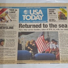 USA Today July 23-25 1999 JFK Jr Memorial Sea Burial Newspaper Kennedy picture