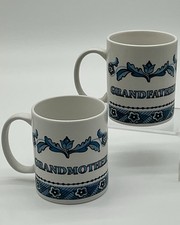 Vintage Bergquist Imports Bestemor Bestefar Grandmother Grandfather Mug Pair picture