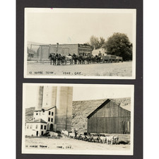 (2) Early RPPC Ione Oregon 12 Horse Team Bullards Pharmacy Vintage Postcards picture