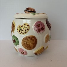 Vintage NAPCO Cookies All Over Cookie Jar Walnut Lid Japan Retro MCM 1950’s picture