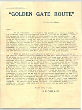 1900s Golden Gate Route Caldwell Idaho Real Estate Land Sales Flyer E. R. Place picture