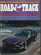ROAD & TRACK Momo Mirage Mercedes W25 BMW 3.0CS Renault 15 17 Capri V6 12 1971 picture
