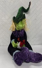 Vintage Sitting Witch Posable Plush Halloween Decoration 90s 12
