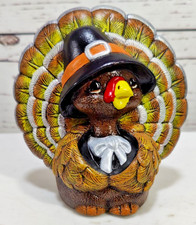 Vintage Hand Painted Ceramic Thanksgiving Turkey Figurine 4.5in Tall 4.5in Wide picture