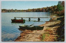 Cavanaugh Lake Chelsea Michigan 1966 Vintage Postcard Boats Autumn Foliage picture