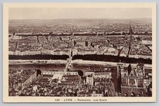 Panorama, Les Quais, Lyon, France 1937 RPPC Postcard picture