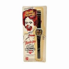 Vintage 1984 Ronald McDonald House Digital Watch Black Wrist Band Coca Cola NOS picture