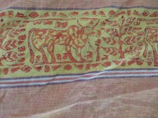 Gorgeous Huge Tablecloth or Bedspread Pumpkin Fall Colors Bulls or Cows Linen picture