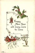 New Year, 1915, Mrs. L. Thurston, Brookfield, Gelmisis, Nors B. Berg, Postcard picture