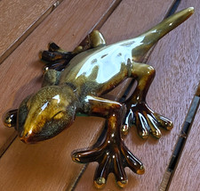 Vintage Golden Pond Collection Ceramic Gecko Figurine - Green/Brown Glaze picture