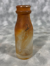 Vintage Amber Stained Glass Bottle – Apothecary / Medicine Style – 4